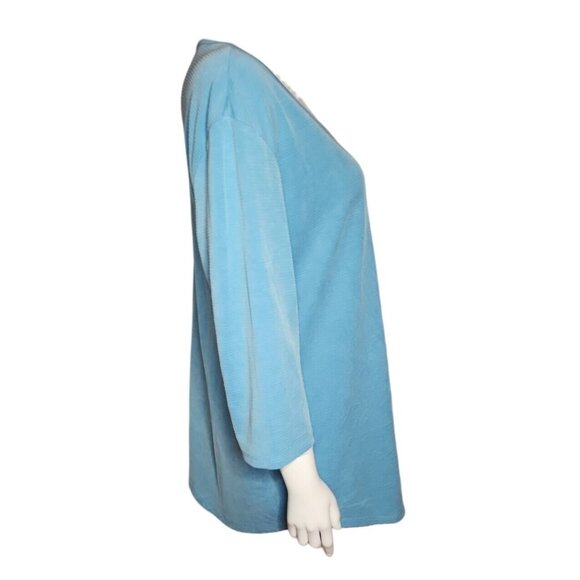 SEGMENTS Canada Solid All Blue 3/4 Sleeve Pullover Ribbed Top Womens Size XXL - Picture 4 of 7